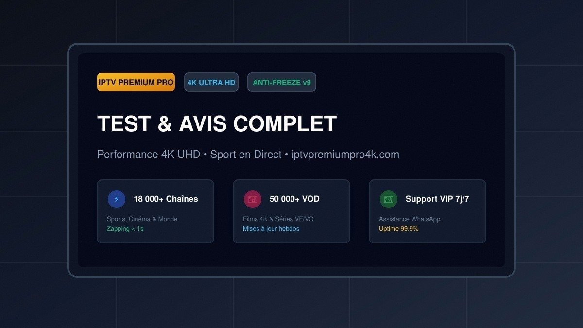 Test et avis complet sur IPTV Premium Pro avec flux 4K sans coupure